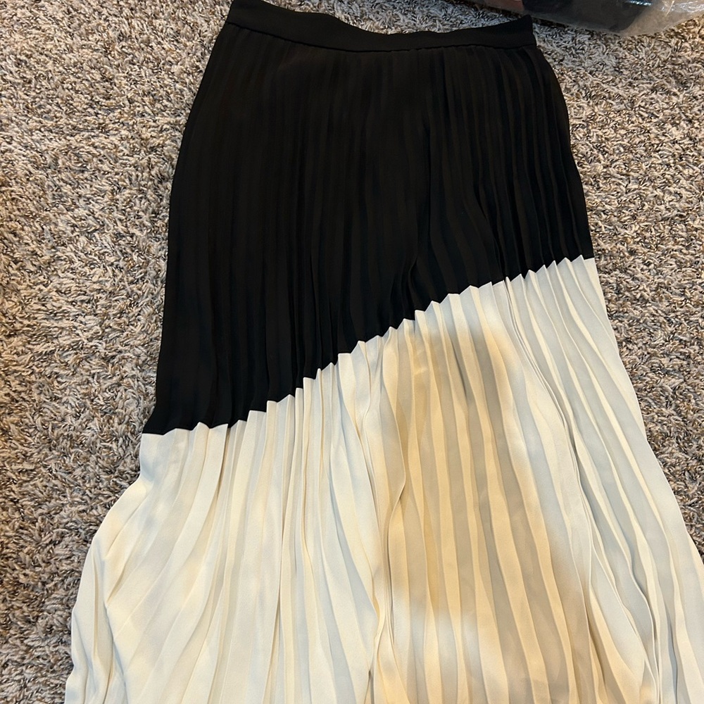 Express Ribbed V-Neck dress and pleated skirt